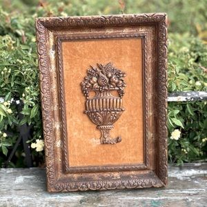 Vintage wood frame velvet fruit basket